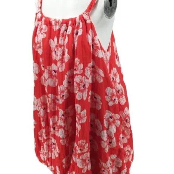 By Anthropologie Gauze Bubble Hem Mini Dress Size M Orange Floral Pockets - Picture 3 of 10